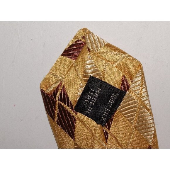 JOS A BANK 100% Silk Tie Men's Gold  Brown Made In Italy Necktie - Picture 5 of 8